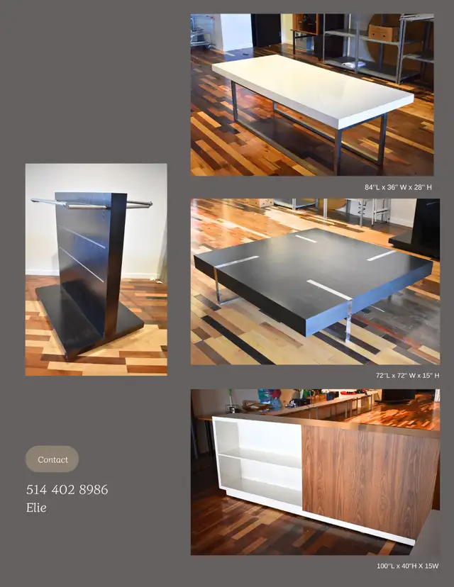 MOBILIER COMMERCIAL / PRÉSENTOIRS / BUREAU / TABLES