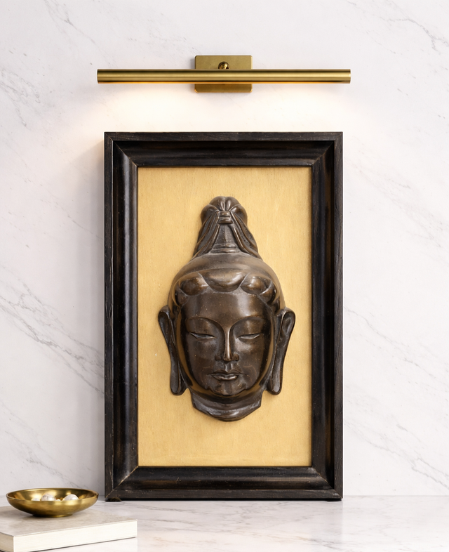 Antique Framed Buddha Head Mask Framed Art