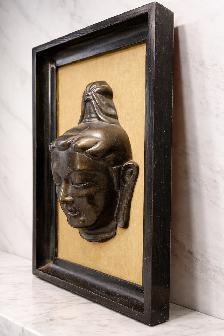 Antique Framed Buddha Head Mask Framed Art - Photo 2