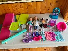 Two 18" dolls and accessories