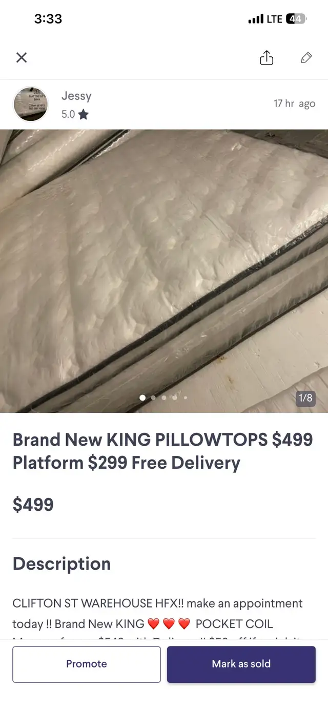 Brand New KING Pillowtops $499 Platform $99 DELIVERY