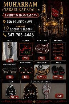 Muharram Tabarrukat Stall | Lockets, Banners, and more