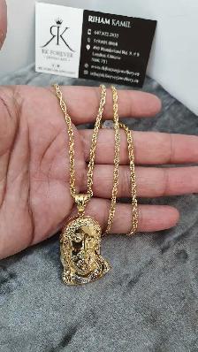10k yellow gold chain & pendant # 417_C - Photo 5