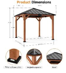 10x10 Cedar Hard Top Gazebo for Sale - Photo 3