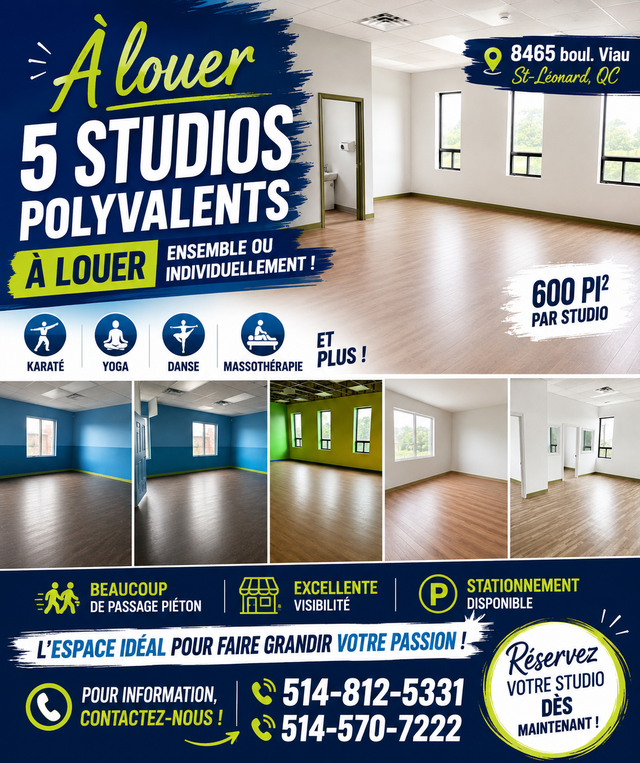 Studios à louer - St-Léonard