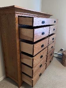 Large Handmade Oak Dresser 5'W x 5'7'H x 22'D - Photo 2