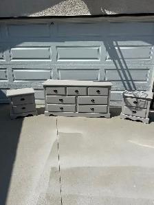 Solid Wood Dresser & (2) Night Stand Refinished