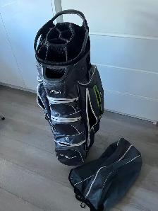 Golf cart bag,15 dividers, 7 zip-pockets, dark grey w/rainhood - Photo 3