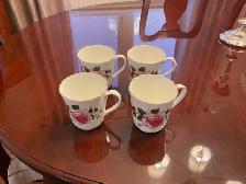 4 ROYAL STUART BONE CHINA COFFEE MUGS ROSE PATTERN $4 EA