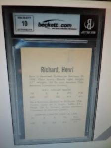 Carte de Henri Richard  1962-63 Parkhurst auto certifié BGS10 - Photo 2