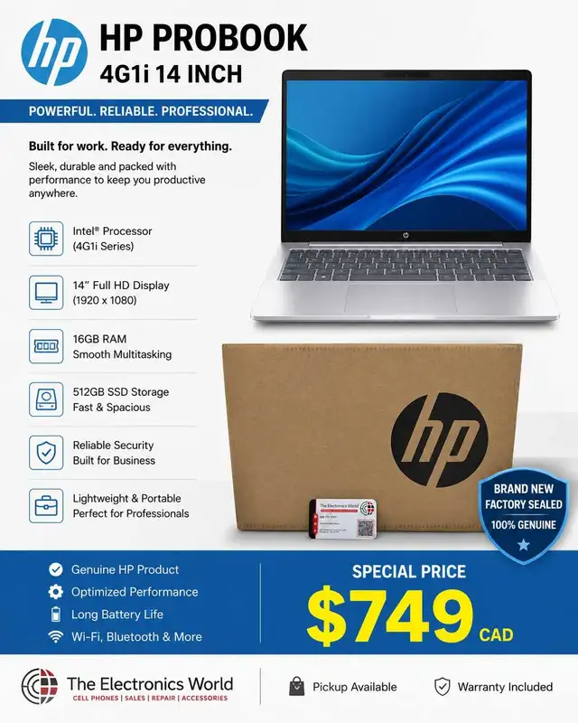 HP ProBook 440 G1I – 14″ Laptop — $749 CAD