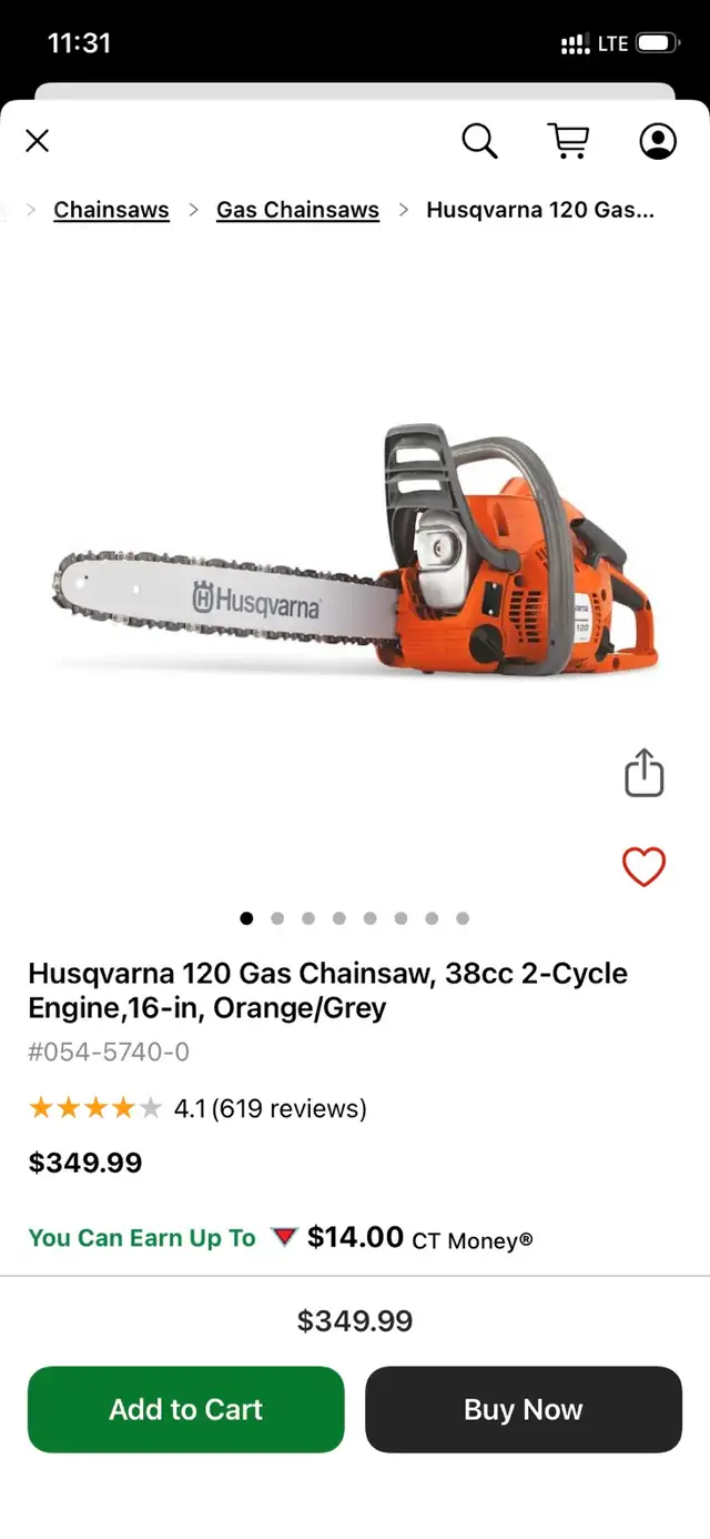 selling Husqvarna 120 Marklll gas chainsaw