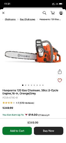 selling Husqvarna 120 Marklll gas chainsaw