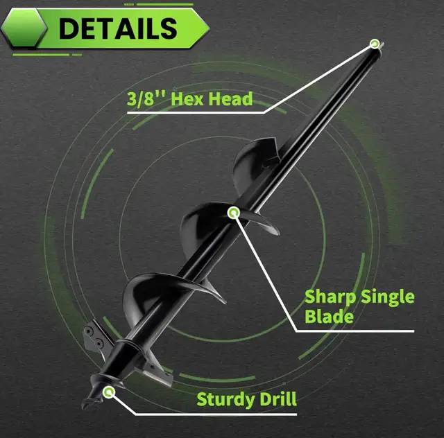 4' × 24' PLANTING AUGER DRILL BIT – GARDEN BULBS, SHRUBS & TREES