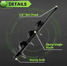 4' × 24' PLANTING AUGER DRILL BIT – GARDEN BULBS, SHRUBS & TREES