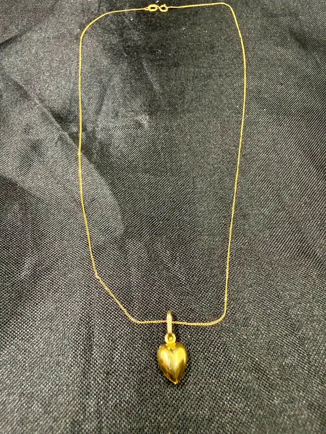 Small 10K Gold Chain with Heart Pendant~15'