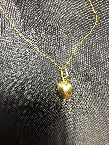 Small 10K Gold Chain with Heart Pendant~15' - Photo 2