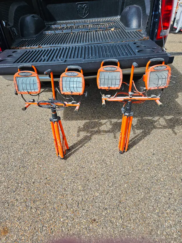 2-Work Lights, extendable stands, $ 10 Each