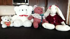 3 Stuffed Bears and 1 Stuffed Rabbit
