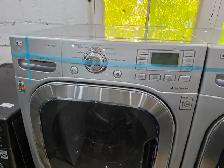 LG Steam 27' Grey Front-Load Stackable Washer Dryer W/ Pedestals - Photo 3