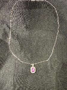 Women's 14K White Gold Chain with 14K Amethyst & Diamond Pendant - Photo 3