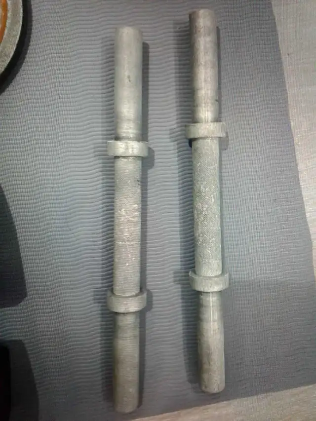 PAIR OF SOLID STEEL DUMBBELL handles/ rods - $30 or trade