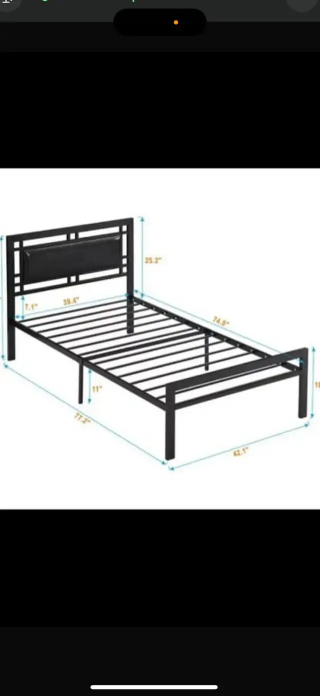 Single size blackish metal bed frame for sale!