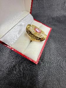 Women's Large 14K Gold Ring with Pink Topaz~Size 8 - Photo 2