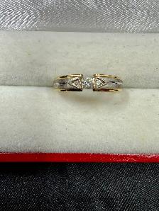 Women's 14k White Gold & Gold Ring w Cubic Ziconia~Size 6.5