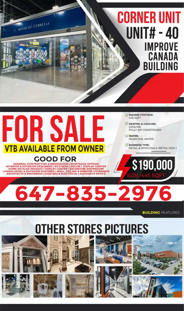 Corner Commercial Unit for Sale – Improve Canada Building | 445