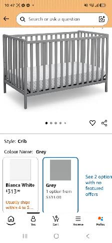 Delta Children Kendrick 4-in-1 Convertible Crib - Grey with matr