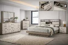 Two-Tone Bedroom Furniture Set with Storage Headboard
