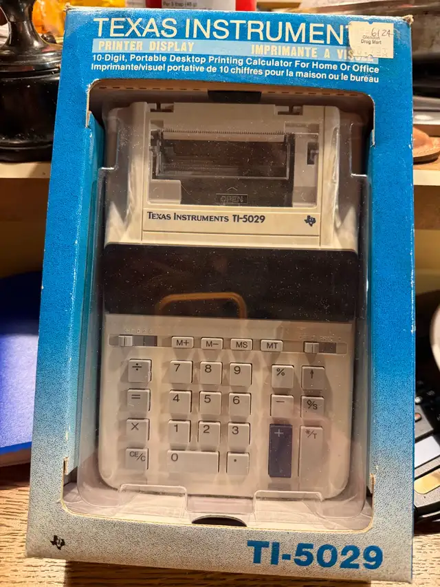 Vintage Texas Instruments TI-5029 printer calculator NEW IN BOX