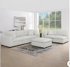 6 piece cream fabric modular sectional - Photo 5