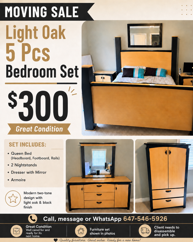 5pc Bedroom Set for Sale $300