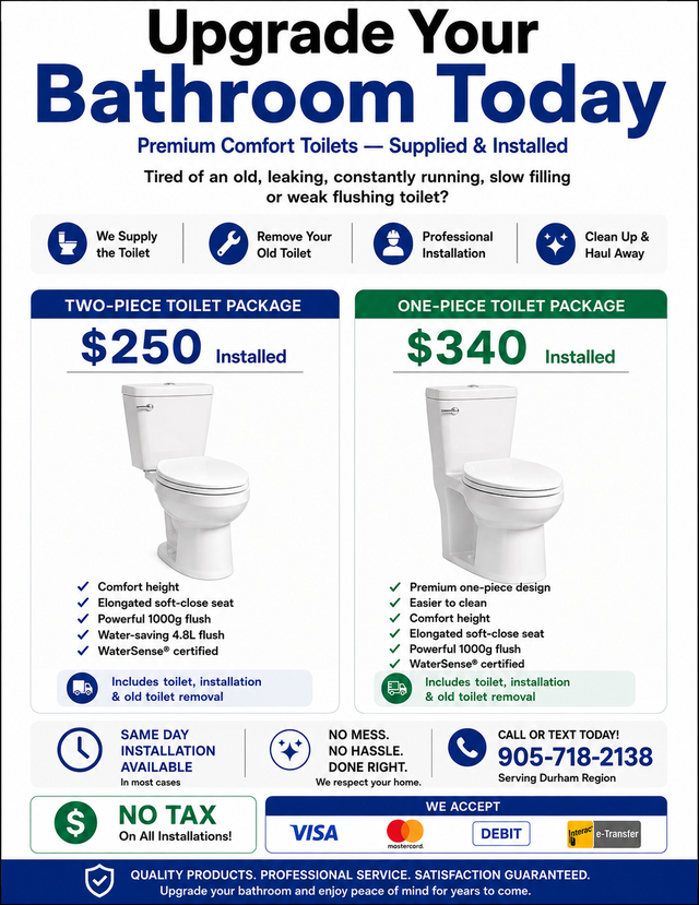 Toilet Supply & Installation – Durham Region