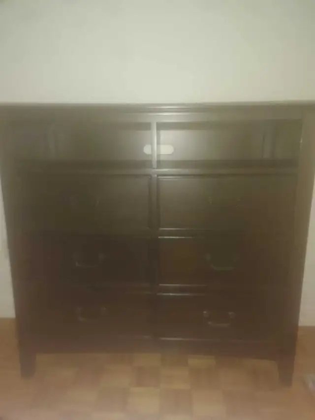 meuble en bois noir 6 tirroirs