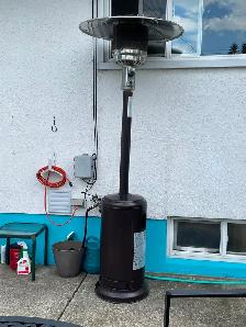 Large Propane Patio Heater with propane tank half full