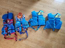 Various kids life jackets