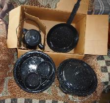 New 9 piece Frontier  porcelain camping ware