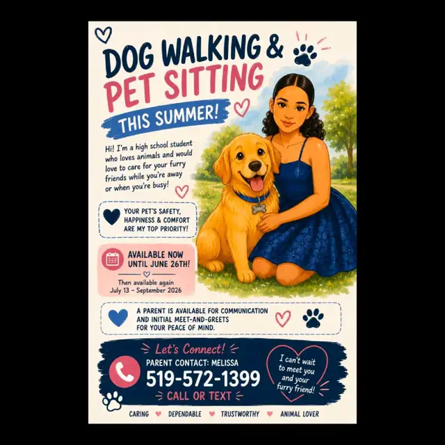 Dog Walking & Pet Sitting Available – Reliable High School Stu