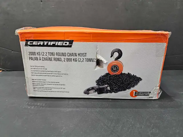 Certified 2.2 Ton Chain Hoist NEW