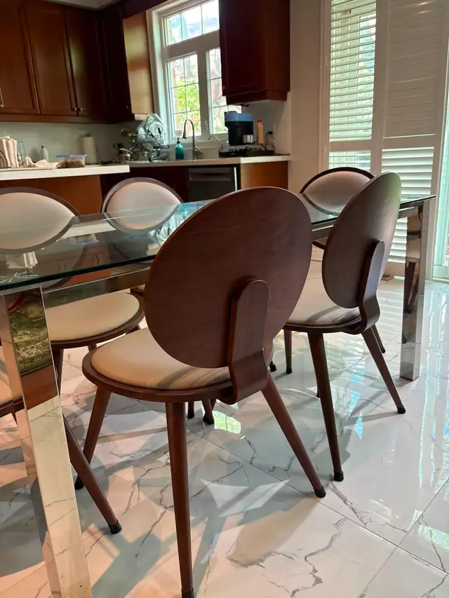 Mid-Century Walnut Dining Chairs - Brand New