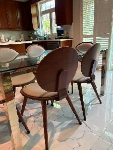 Mid-Century Walnut Dining Chairs - Brand New