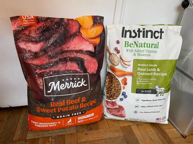 Opened Merricks & Instinct Dog Food ($20 Each)