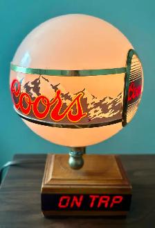 Vintage Coors Beer Illuminated Globe Lamp (On Tap Light-Up Base) - Photo 5