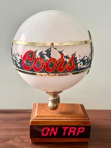 Vintage Coors Beer Illuminated Globe Lamp (On Tap Light-Up Base) - Photo 6