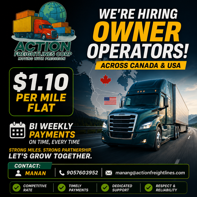 Hiring AZ Owner Operator Cross Border Flat $1.10 per mile