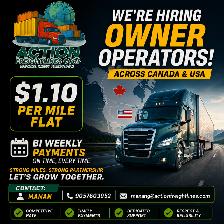 Hiring AZ Owner Operator Cross Border Flat $1.10 per mile