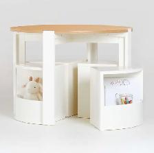 CRATE & BARREL KIDS Nesting Wood Kids Play Table & 4 Stools